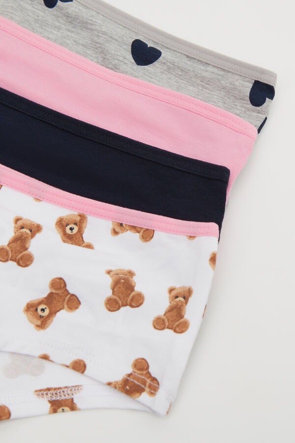 4 Pairs of Girls’ Printed Cotton Shorts  