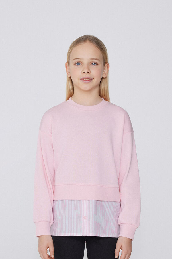 Langärmeliges Sweatshirt aus Baumwolle in Blusenoptik für Mädchen  