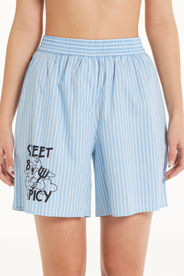 Oversize Pinstripe Shorts with Lettering  