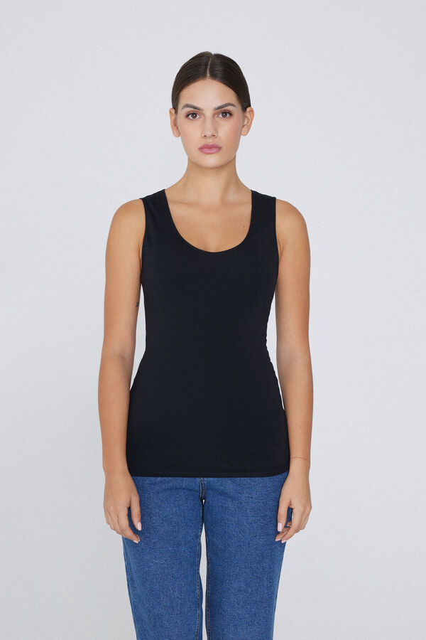 Wide Shoulder Straps Rounded Neck Cotton Camisole  