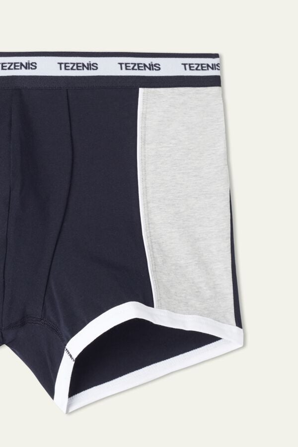 Two-Tone Cotton Boxers with Elasticated Logo Waistband  
