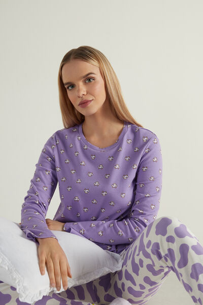 Langer Pyjama mit Kuh-Print