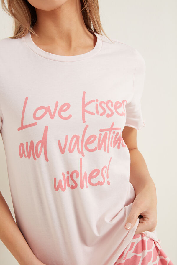 Kurzer Pyjama mit „Kisses“-Print  