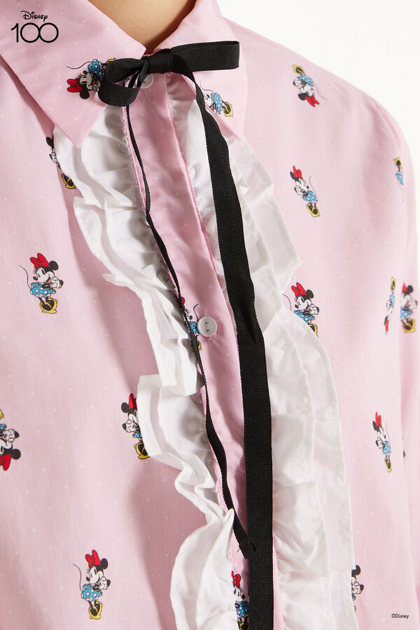 Long Cotton Canvas Button-Down Pyjamas with Disney 100 Print  