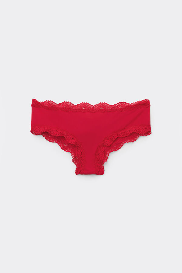 Brazilian-Culotte aus recycelter Mikrofaser und Spitze  