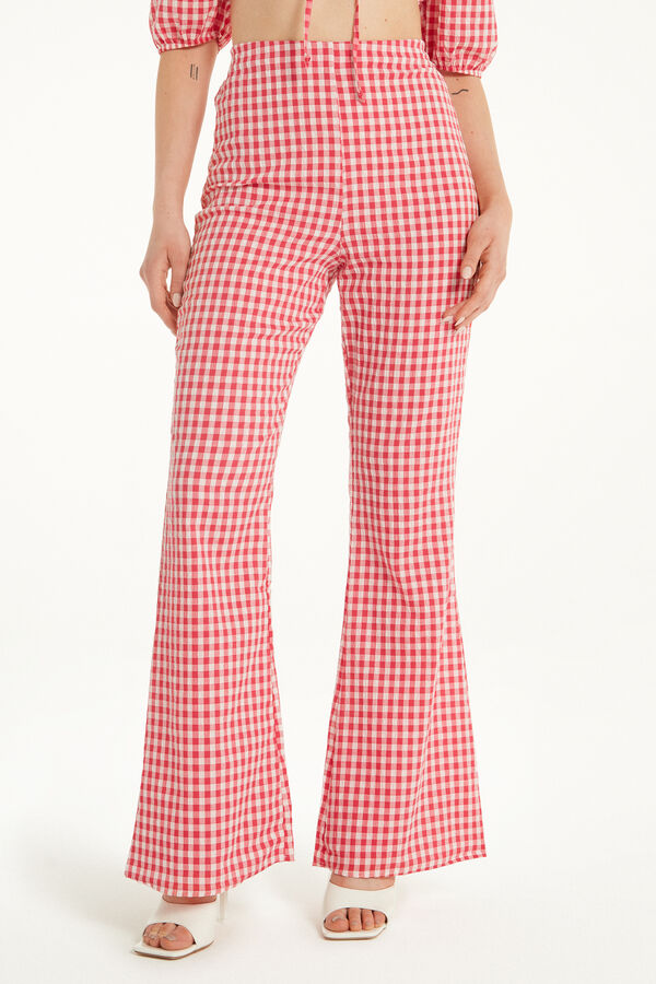 Crinkle-Effect Flared Trousers  