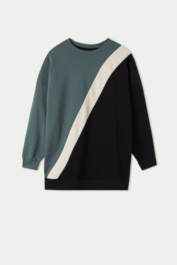 Color Block Oversized Cotton Sweatshirt  
