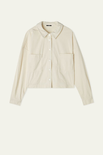 Cropped Long Sleeve Velvet Needlecord Shirt