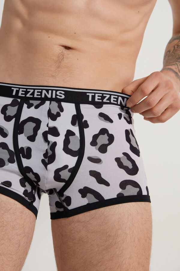 Printed Cotton Boxers with Contrasting Trim and Logo  