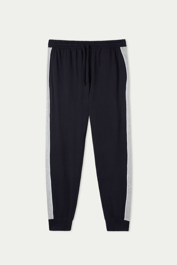 Long Cotton Trousers with Piping  