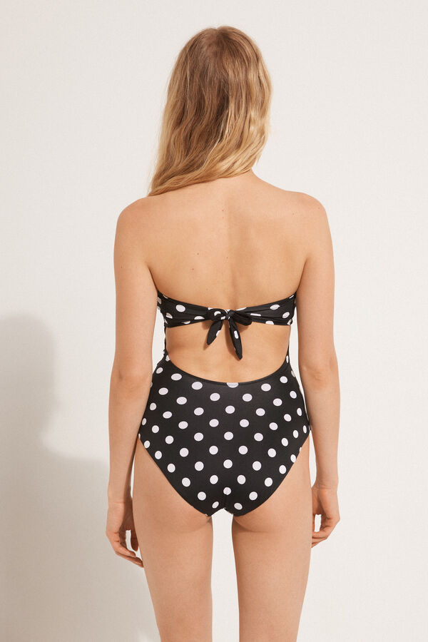 Miss Dotty One-Piece Padded Bandeau Swimsuit with Curl  