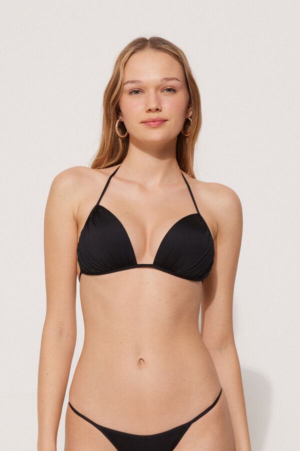 Triangel-Bikinioberteil mit abgestuften Cups und Raffung recycelt  