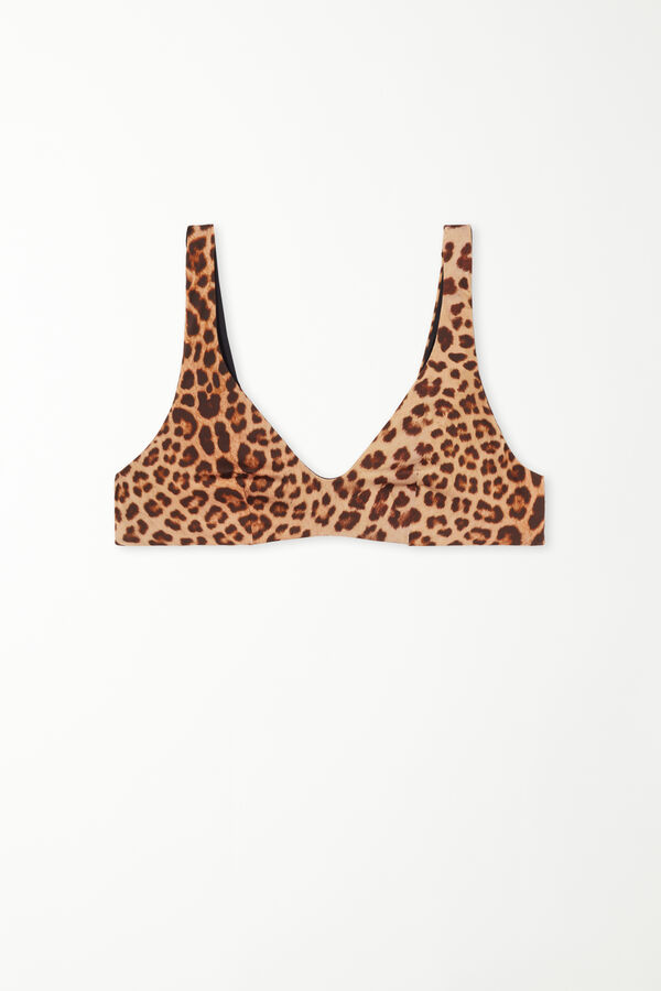 Wild Leopard Low-Necked Bikini Top  
