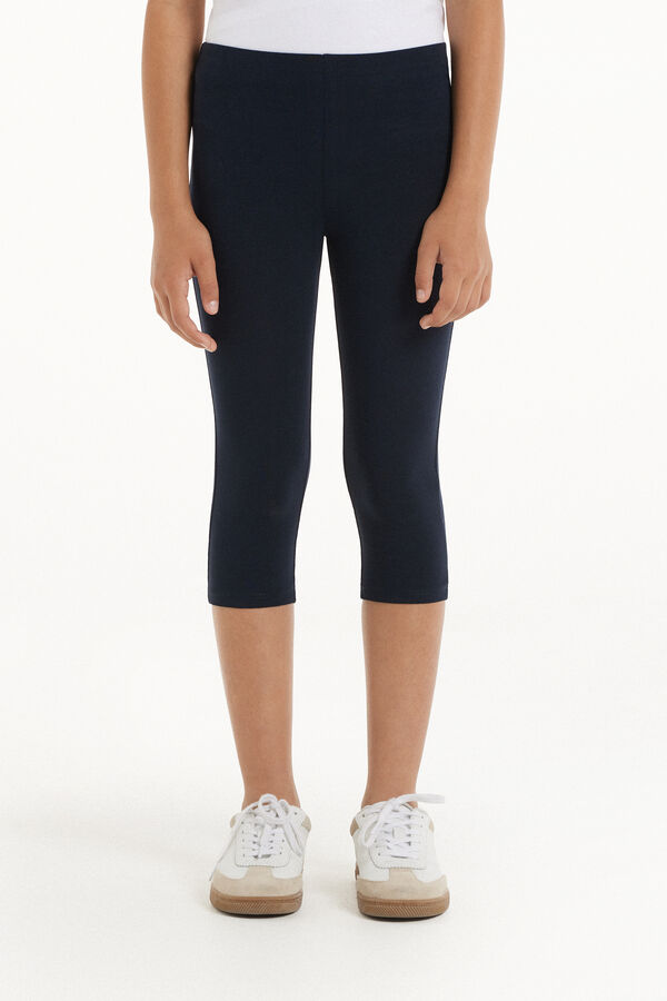 Leggings Capri in Cotone Tinta Unita Bimba  