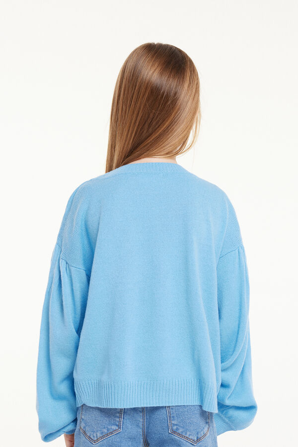 Girls’ Long-Sleeved Sweater with Puffball  