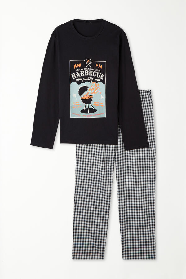 Long Cotton Pyjamas with Barbecue Print  