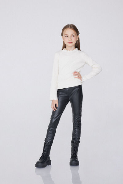 Leggings Effetto Pelle Termico Bambina