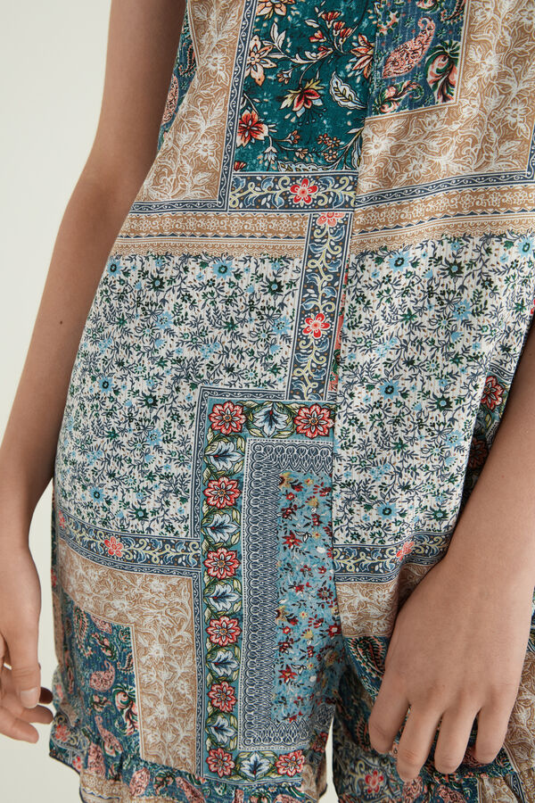 Ruffled Cloth Short Romper  