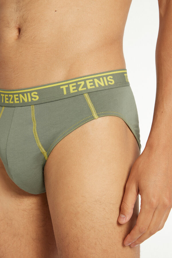 Cotton Briefs with Contrasting Seams and Logo  