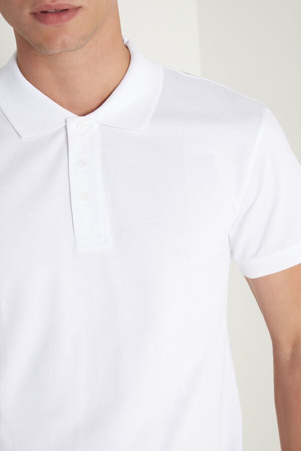 Pique Cotton Polo Shirt with Buttons  