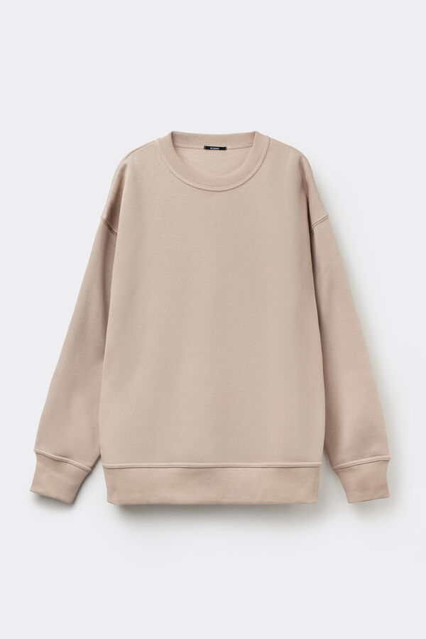 Sweat-Shirt &Eacute;pais &agrave; Col Rond Gratt&eacute;  