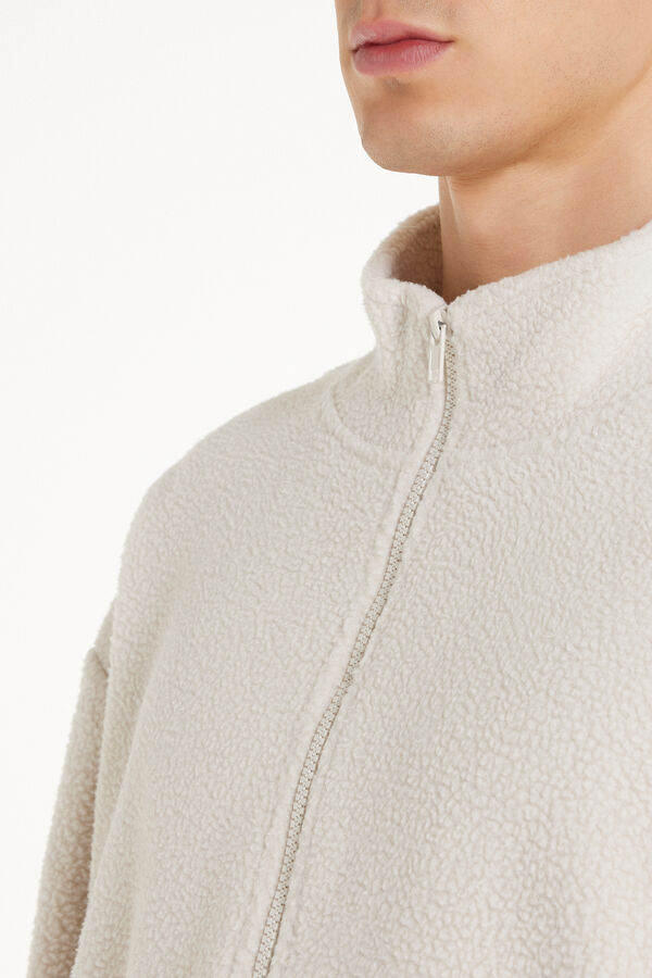 Long-Sleeved Gathered Fleece Sweatshirt with Pocket  