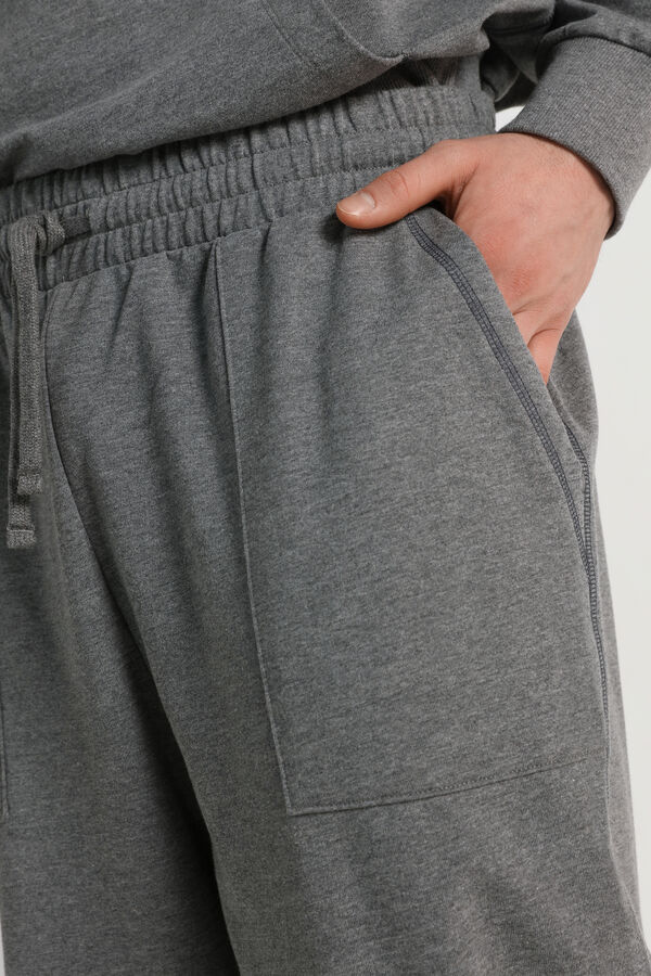 Fleece Trousers with Topstitching  