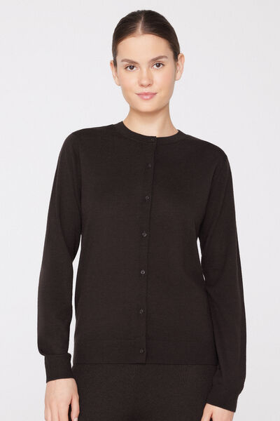 Cardigan Pesante con Bottoni 100% Lana Merino