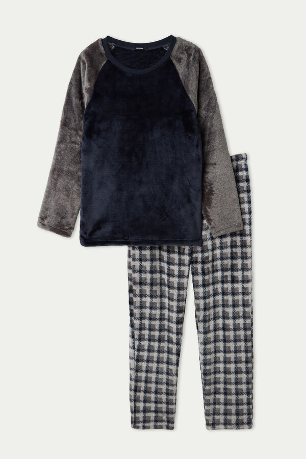 Boys’ Block Colour Long Fleece Pyjamas  