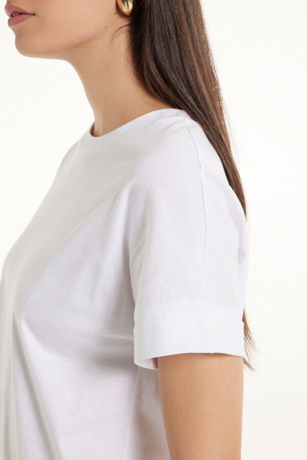 Βαμβακερό T-shirt με Ρεβέρ σε Στυλ Kimono  