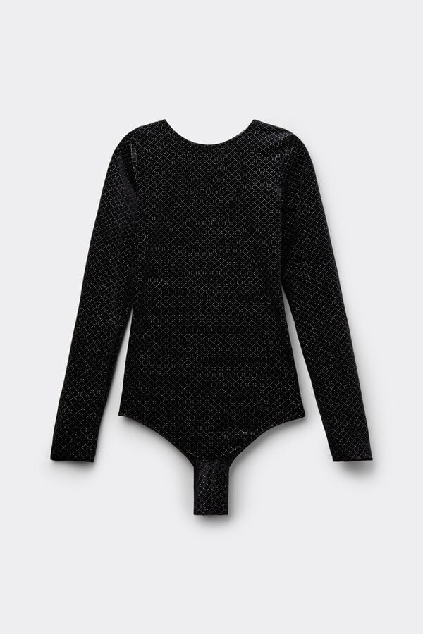 Glitter Diamond Velvet Long Sleeve Body  
