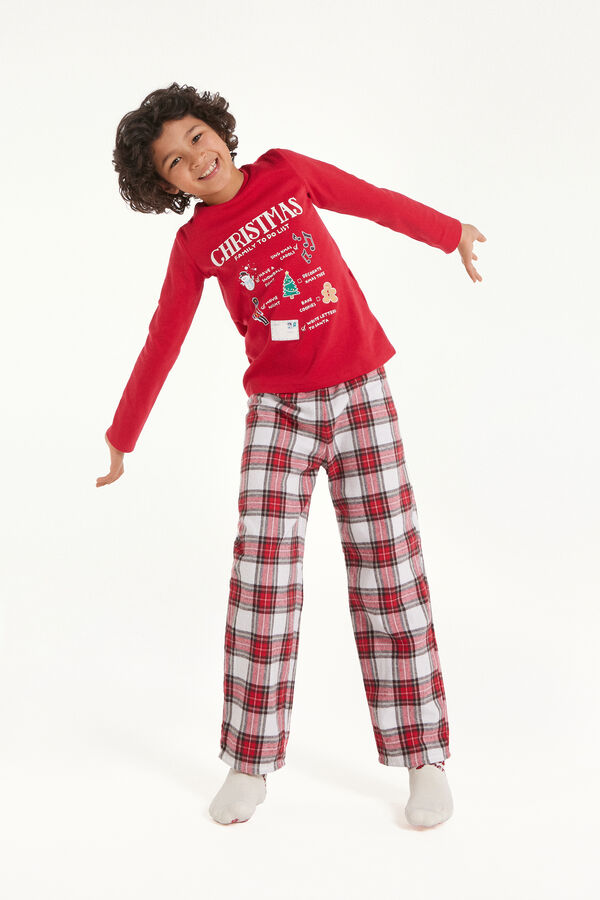 Langer Unisex-Pyjama aus schwerer Baumwolle mit „To do list“-Print für Kinder  