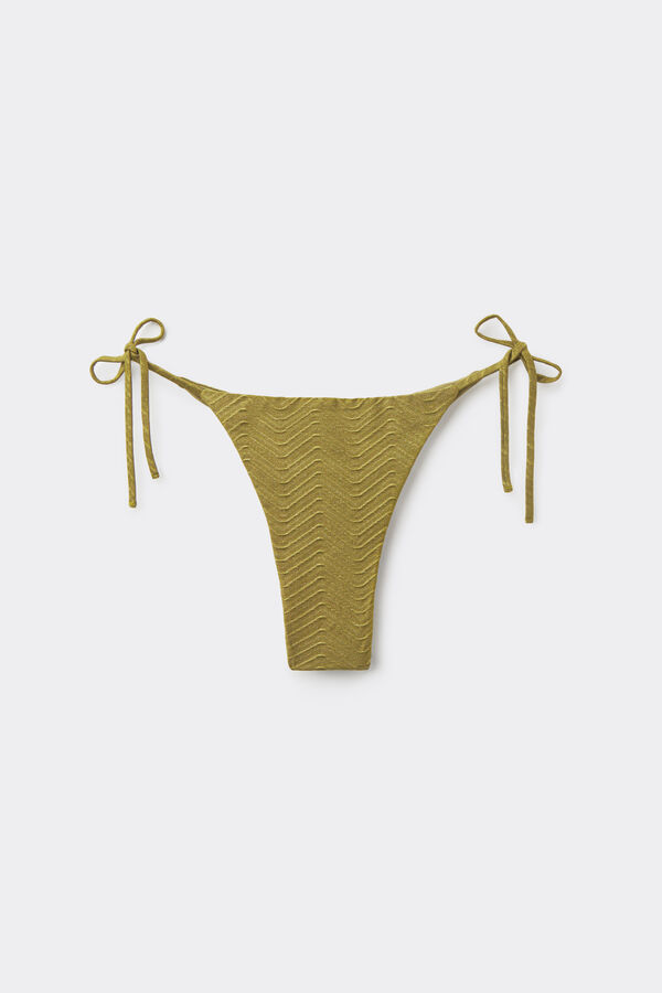 Olive Green Sparkling Touch Tie Brazilian Bikini Bottoms  