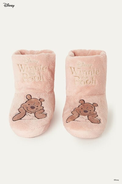 Winnie the Pooh Print Fleece Slipper Boots