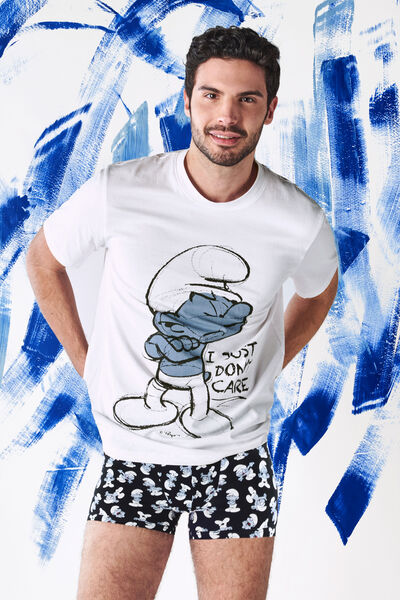 Cotton Smurf Print T-Shirt