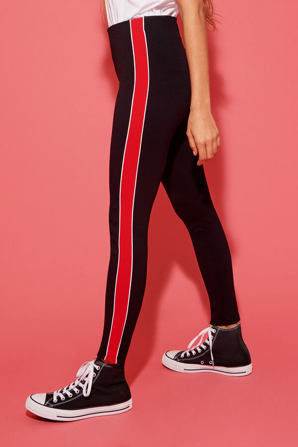 Leggings in Milanese Fabric with Piping and Band Detail  