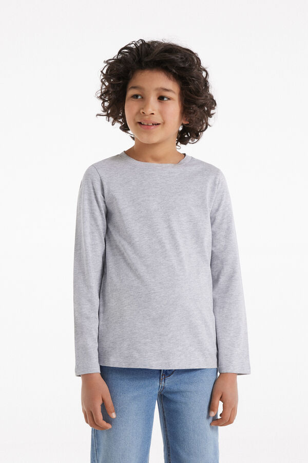 Langärmeliges Basic-Shirt aus Baumwolle für Kinder Unisex  