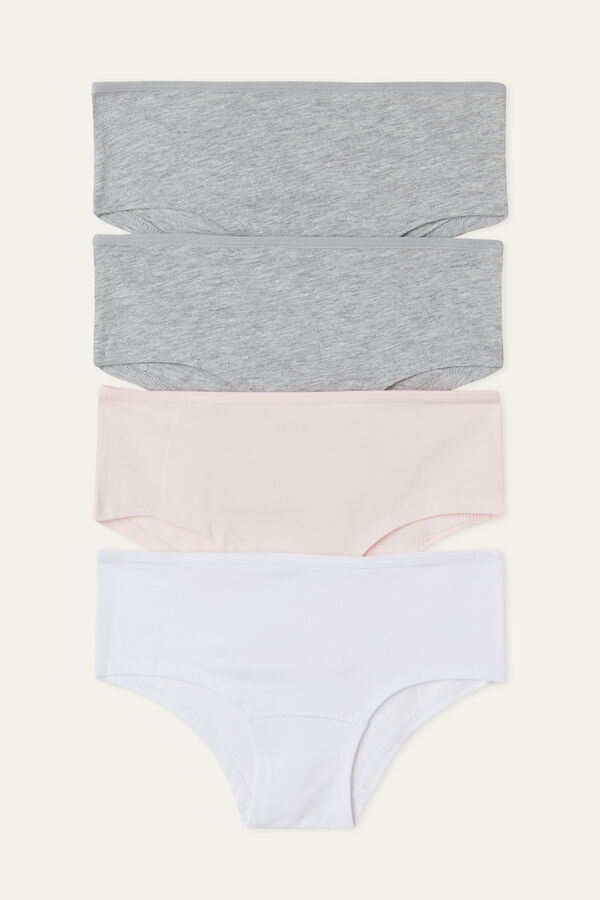 Pack of 4 Plain Colour Cotton French Knickers  