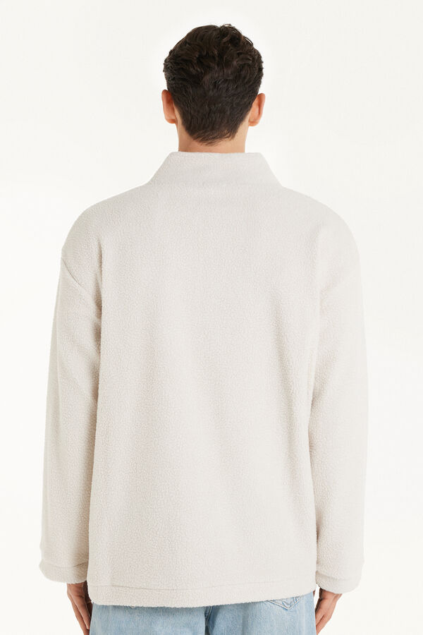Long-Sleeved Gathered Fleece Sweatshirt with Pocket  