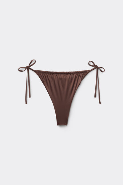 Choco Shiny Glam Tie Brazilian Bikini Briefs