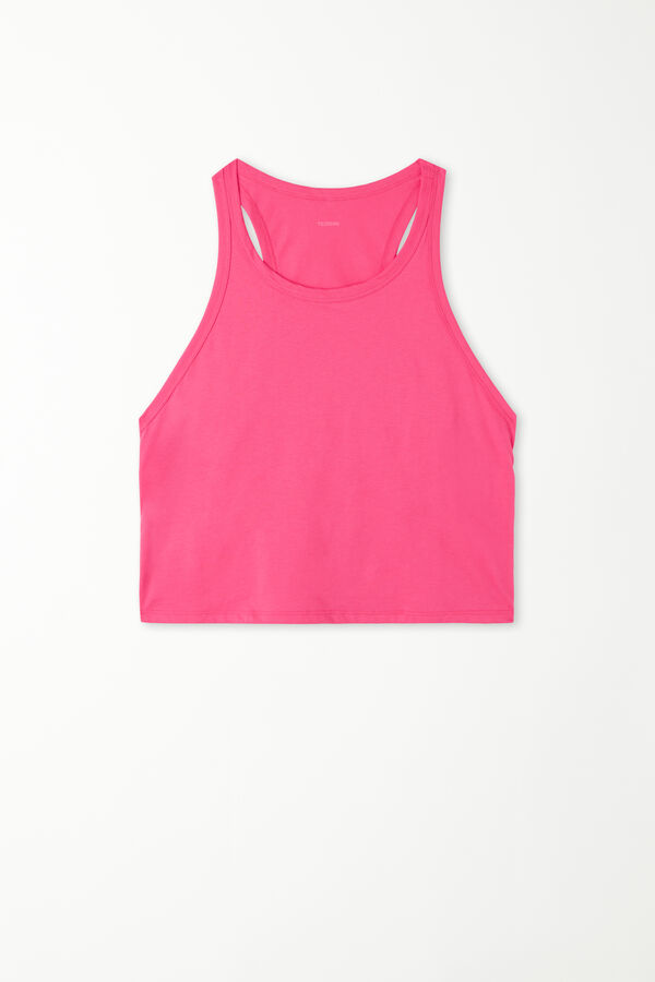 Cropped Cotton Halter Tank Top  