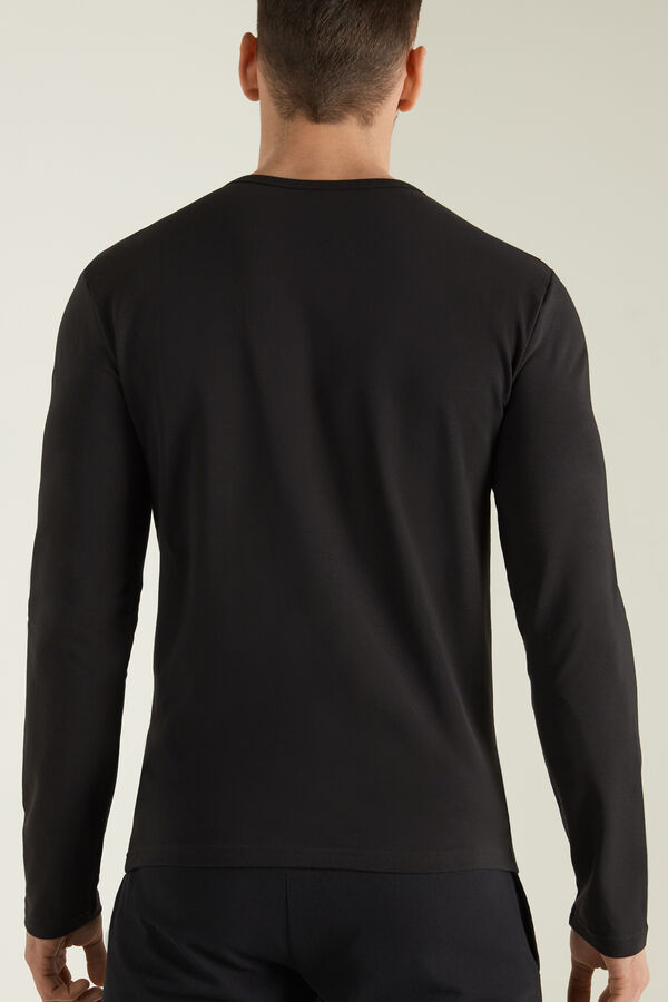 Long-Sleeve Round-Neck Thermal Cotton Top  