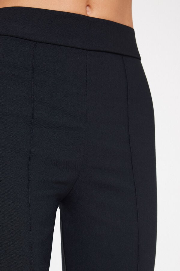 Cropped Flared Trousers in Stretch Canvas  