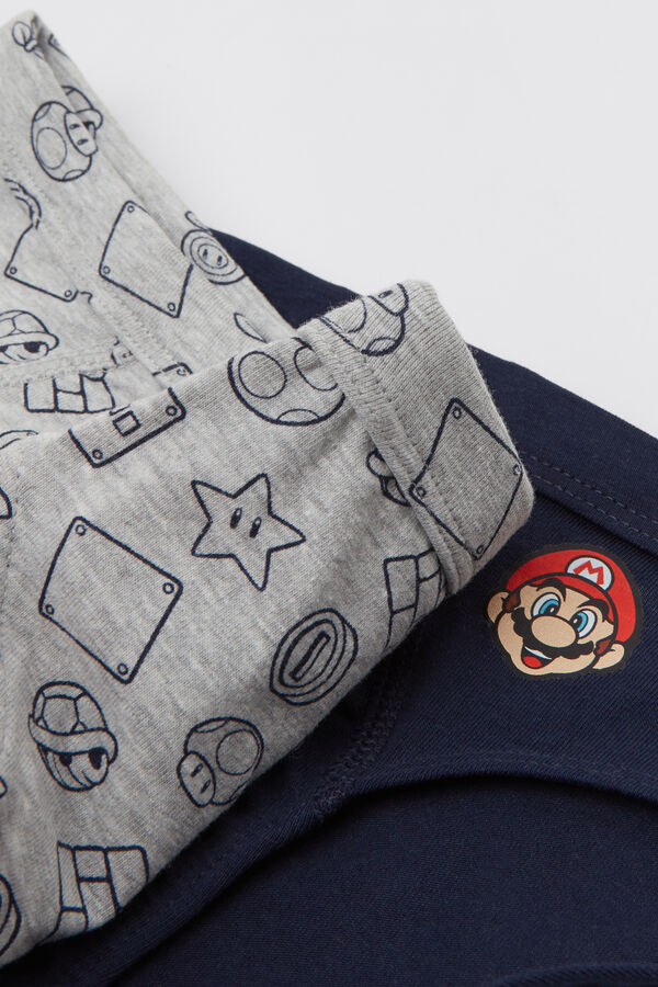 2 Paia di Slip Bimbo Cotone Stampa Supermario  