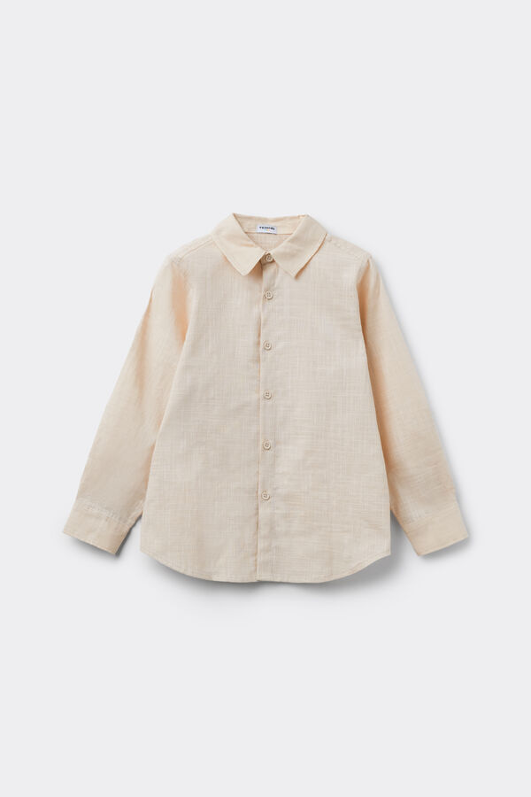 Boys&rsquo; Long Sleeve Linen-Look Cotton Canvas Shirt  
