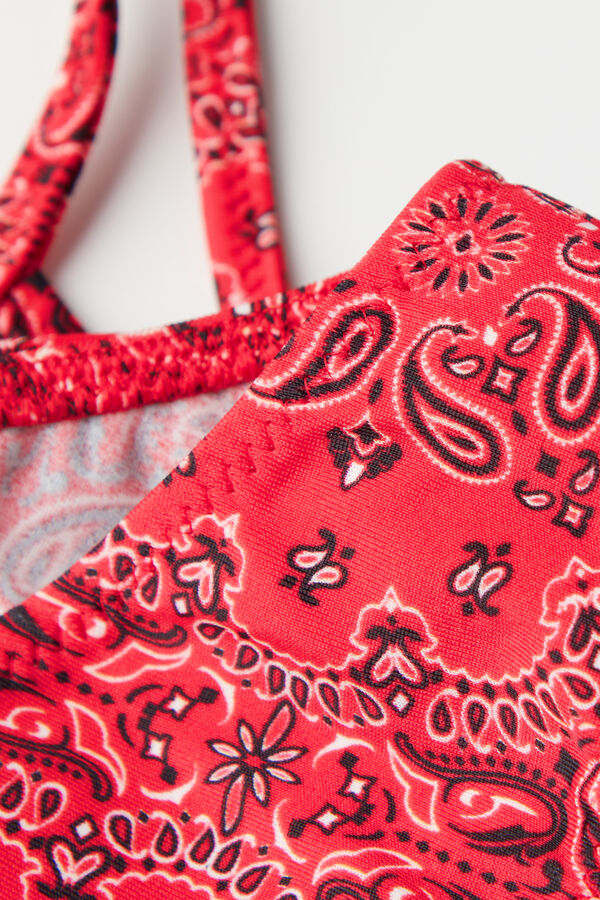 Girls’ Red Bandana Print Bikini Top and Bottoms  