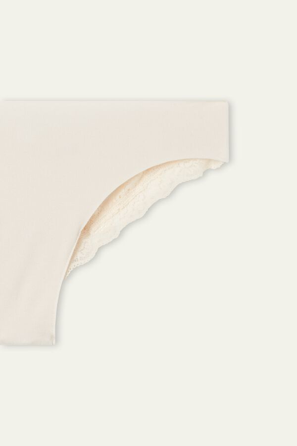 Laser-Cut Cotton Recycled Lace Brazilian Panties  