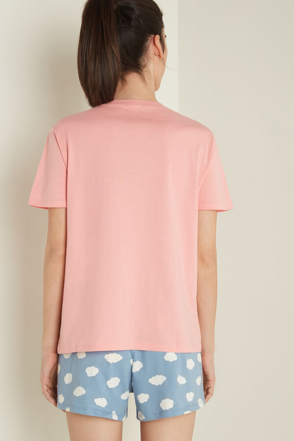 Short Sleeve Short Cotton Pyjamas with Cloud Print  