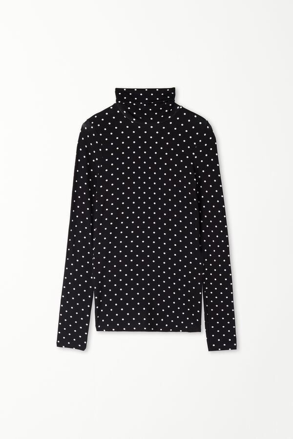 Printed Viscose Polo Neck Top  