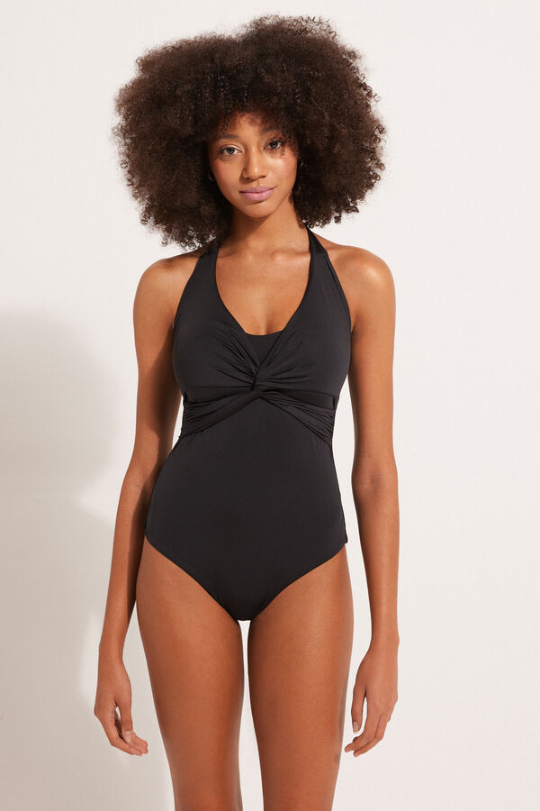 Recycled Microfiber Lightly Padded One-Piece Bandeau Halter Swimsuit - |  Tezenis